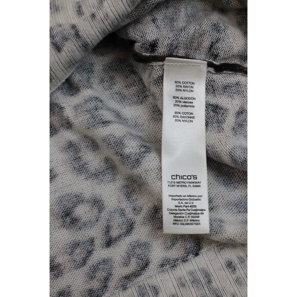 Chico's Cardigan Sweater Womens 2 (12/L) Leopard Tight Knit Button Front - Picture 7 of 7